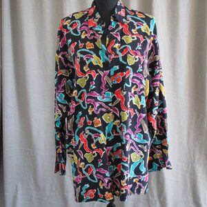 Vintage Diane Von Furstenberg Women's Button-down Blouse Sz 14 XL Beautiful!